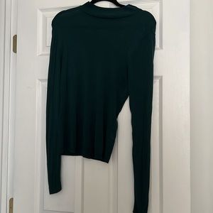 XLE dark green mock neck top